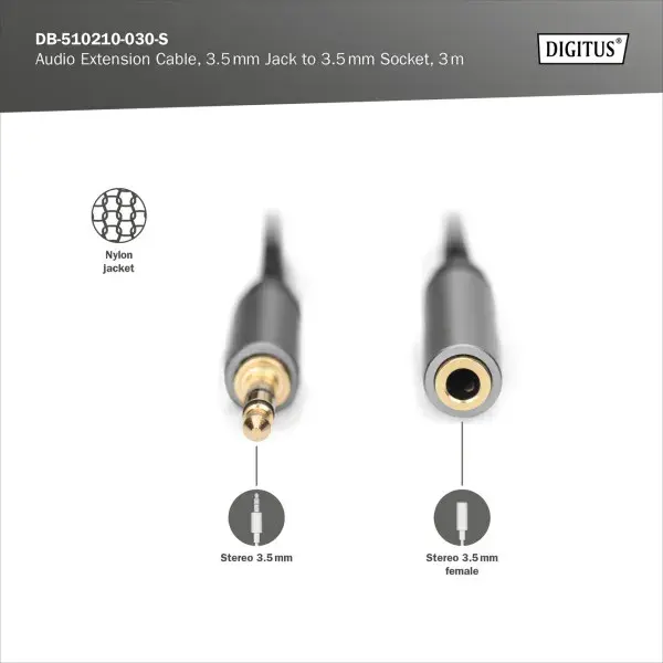 Кабель Digitus Audio Extension 3.5 mm M/F 3 m - фото - №2