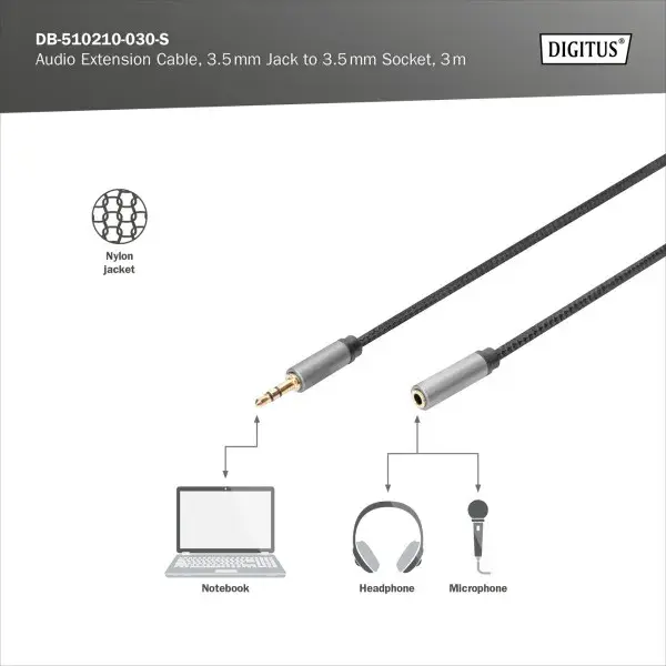 Кабель Digitus Audio Extension 3.5 mm M/F 3 m - фото - №3