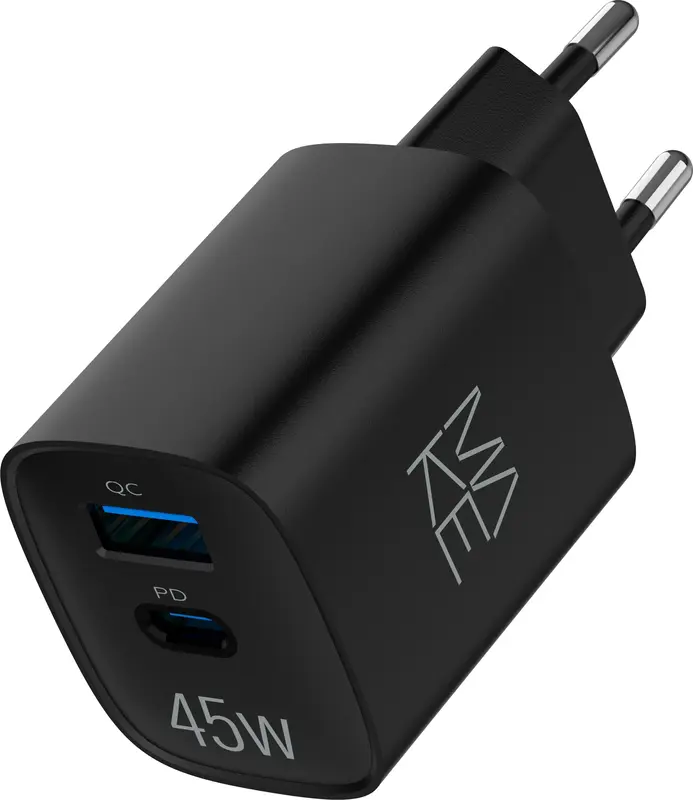 Зарядний пристрій MAKE 45W GaN PD + QC3.0 Black - фото - №0