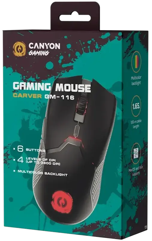 Ігрова комп'ютерна миша CANYON Carver GM-116 Black - фото - №5