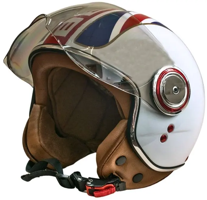 Мотошолом Beon B-110B FLAG SHINY WHITE/ RED BLUE розмір L - фото - №1