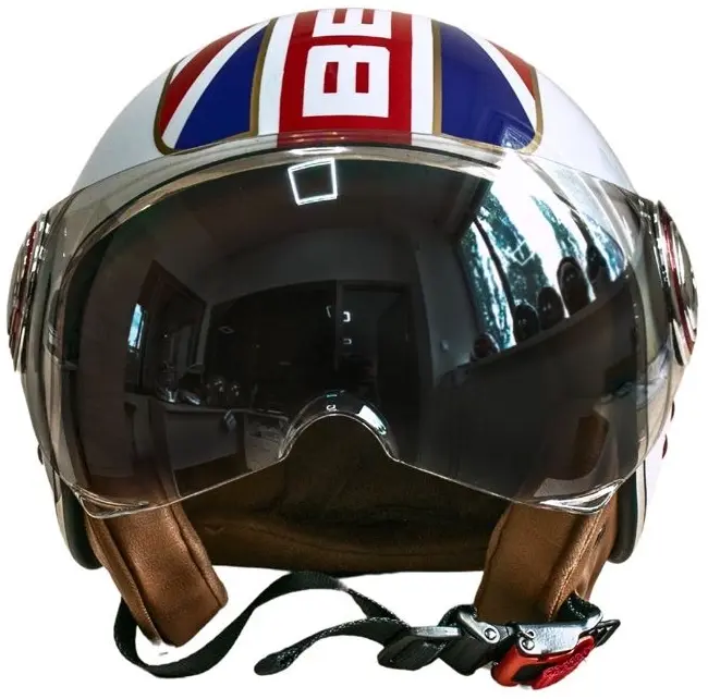 Мотошолом Beon B-110B FLAG SHINY WHITE/ RED BLUE розмір L - фото - №2