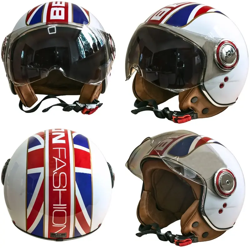 Мотошолом Beon B-110B FLAG SHINY WHITE/ RED BLUE розмір L - фото - №4