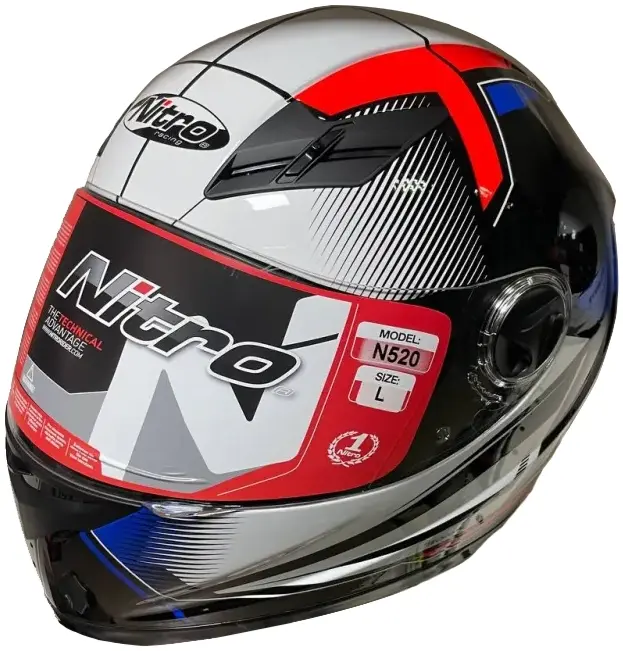 Мотошолом Інтеграл Nitro N520 Fortis XL WHITE/BLACK/BLUE/RED - фото - №1
