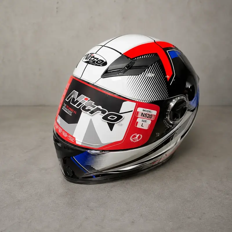 Мотошолом Інтеграл Nitro N520 Fortis XL WHITE/BLACK/BLUE/RED - фото - №3
