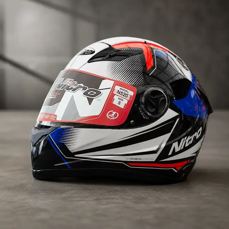 Мотошолом Інтеграл Nitro N520 Fortis XL WHITE/BLACK/BLUE/RED - фото - №4