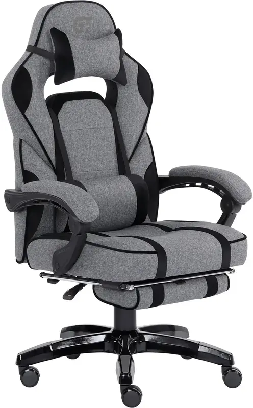 Крісло ігрове GT Racer X-2749-1 Сіре/Чорне Suede (X-2749-1 Fabric Gray/Black Suede) - фото - №0