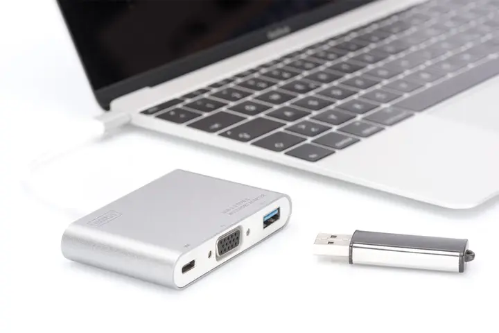HUB DIGITUS USB-C to VGA/USB-A/USB-C - фото - №1