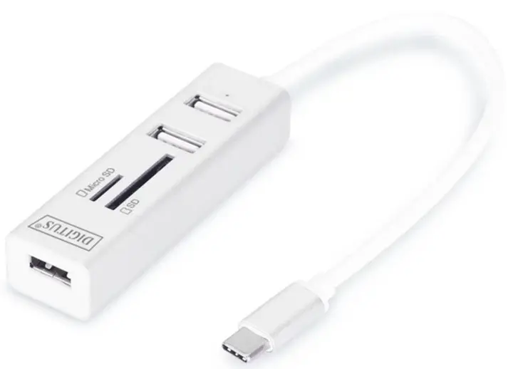 HUB DIGITUS USB-C to 3xUSB-A/SD/MicroSD - фото - №0