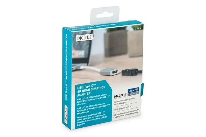 Адаптер DIGITUS USB-C - HDMA UHD 4K, M/F, 0.2м - фото - №1