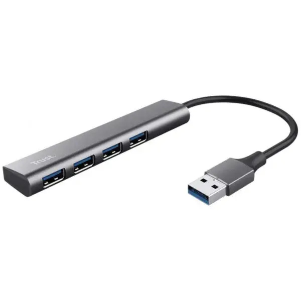 HUB Trust Halyx USB-A to 4xUSB-А, Алюміній, 0.1м, Сірий - фото - №0