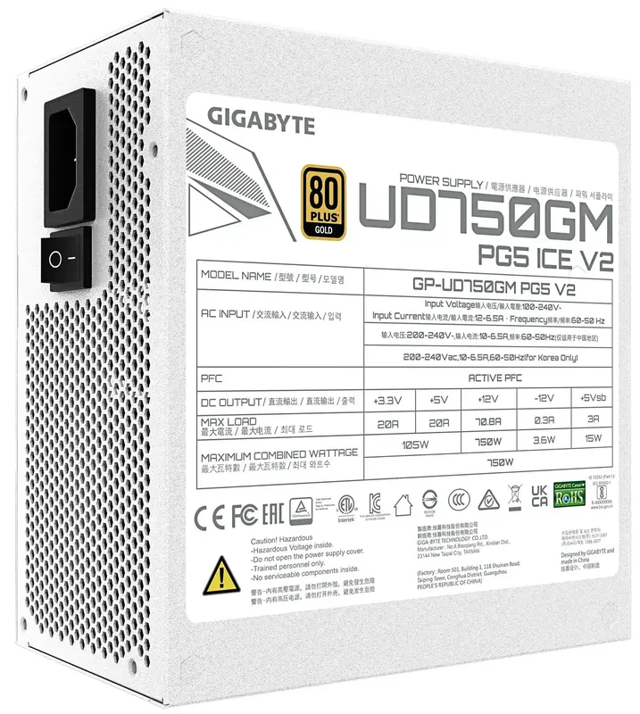 Блок живлення GIGABYTE ATX3.1 750W GP-UD750GM PG5 ICE - фото - №4