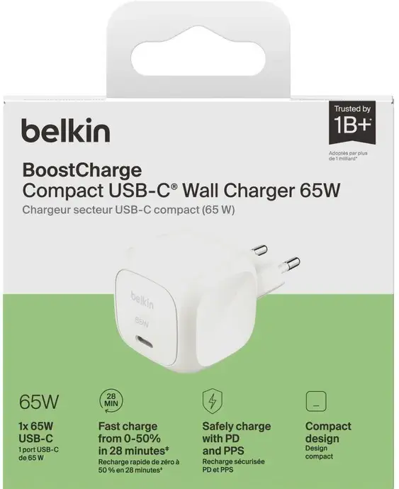 Бездротовий ЗП Belkin 65Вт USB-С GAN PD PPS, білий - фото - №3