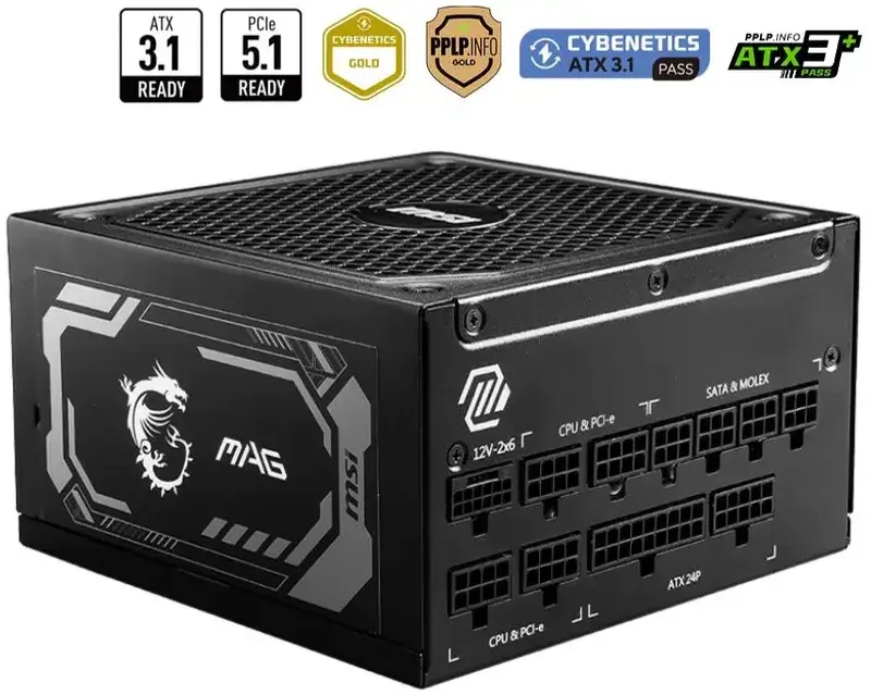 Блок питания MSI ATX 1250W MAG A1250GL PCIE5 - фото - №0