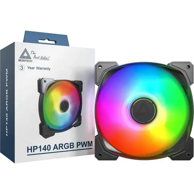 Корпусний вентилятор MONTECH 140MM (HP140 ARGB PWM (B)) - фото - №4