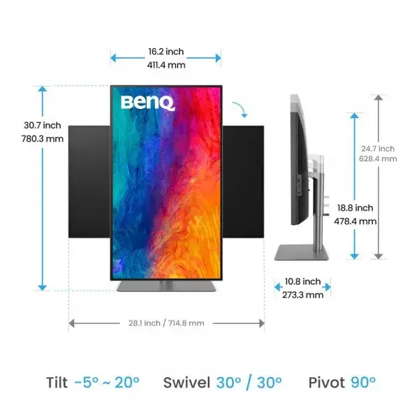 Монітор BenQ 31,5" PD3225U (9H.LLYLA.TBE) - фото - №3
