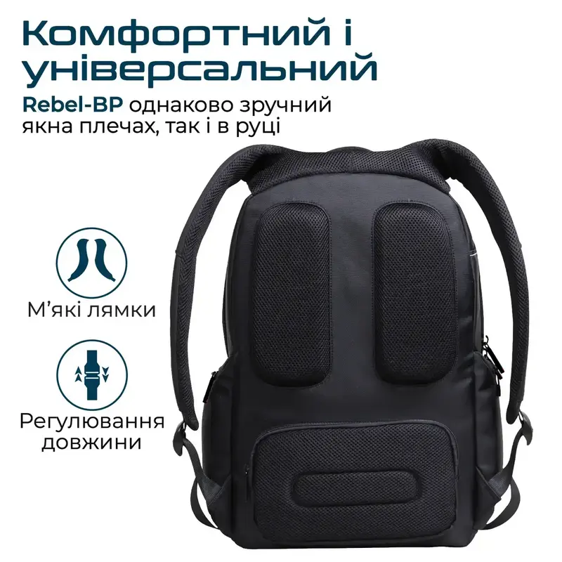 Рюкзак для ноутбука Promate (rebel-bp.black) - фото - №6