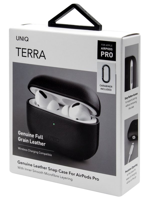 Чохол Uniq Terra Genuine Leather Snap Case - Dallas (Black) для AirPods Pro фото