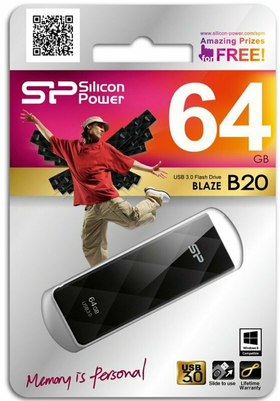 Флеш-пам`ять SiliconPower Blaze B20 64Gb (Black) SP064GBUF3B20V1K фото
