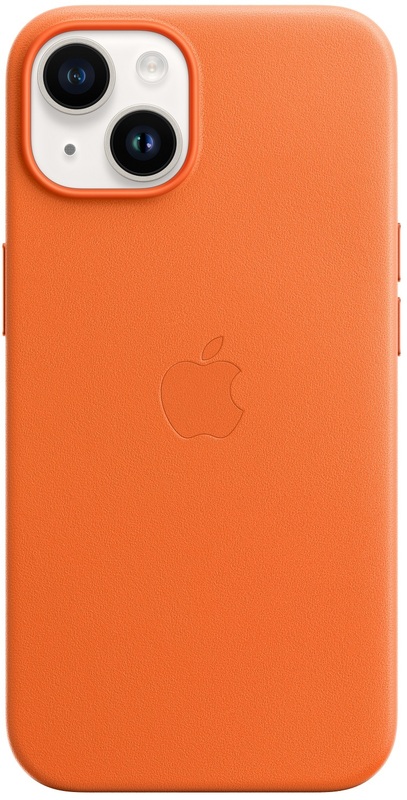 Чохол Apple Leather Case with MagSafe (Orange) MPP83ZE/A для iPhone 14 фото