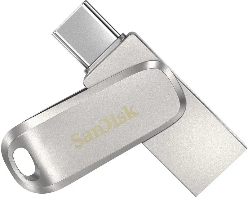USB-Flash SanDisk 256GB USB 3.1 Type-A + Type-C Dual Drive Luxe Срібний - фото - №5