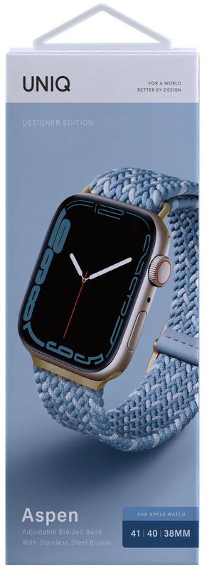 Ремешок Uniq Aspen Designer Edition Strap 41/40/38mm (Cerulean Blue) для Apple Watch фото