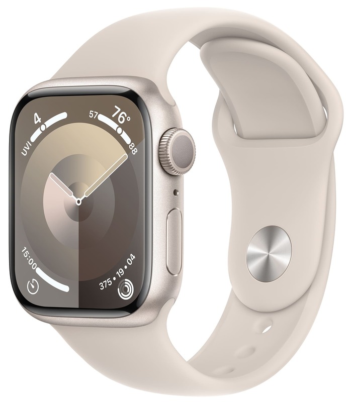 Apple Watch Series 9 45mm Starlight Aluminum Case with Starlight Sport Band - S/M фото