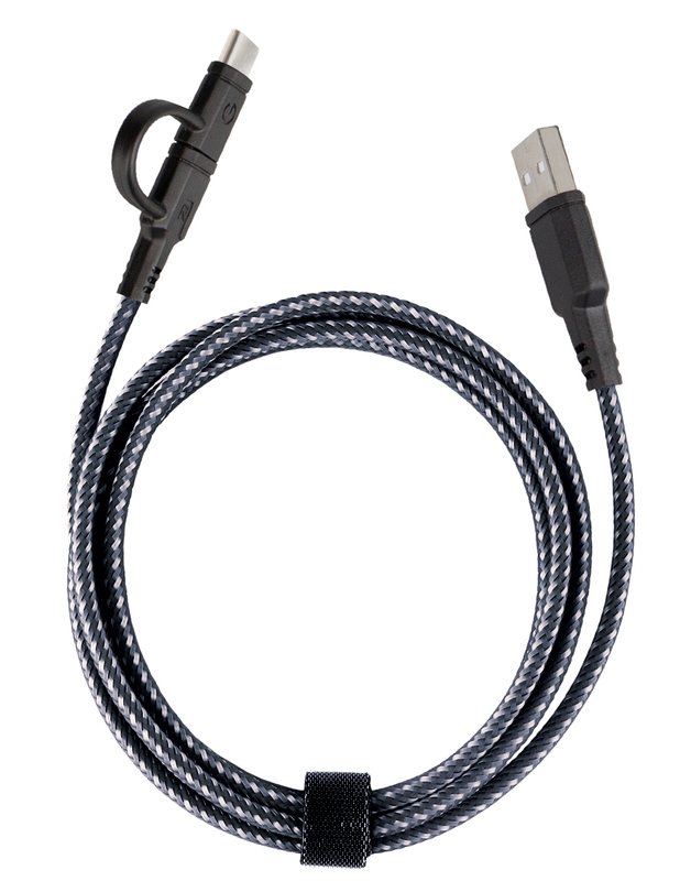 Kабель Energea NyloTouch 1.5m USB to microUSB+USB-C (Black) фото
