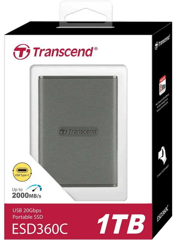Зовнiшнiй SSD Transcend 2TB USB 3.2 Gen 2x2 Type-C ESD360C R2000/W2000MB/s Сірий - фото - №4