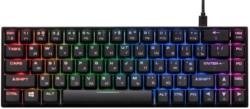 Ігрова клавіатура 2E GAMING KG370 RGB 68key Gateron Blue Switch USB Ukr (Black) 2E-KG370UBK-BL фото