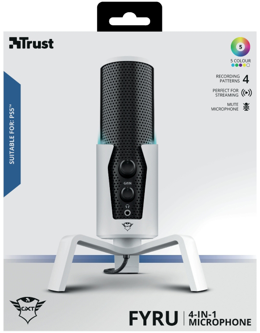 Мікрофон для ПК Trust GXT 258W Fyru USB 4-in-1 PS5 Compatible (White) 24257_TRUST фото