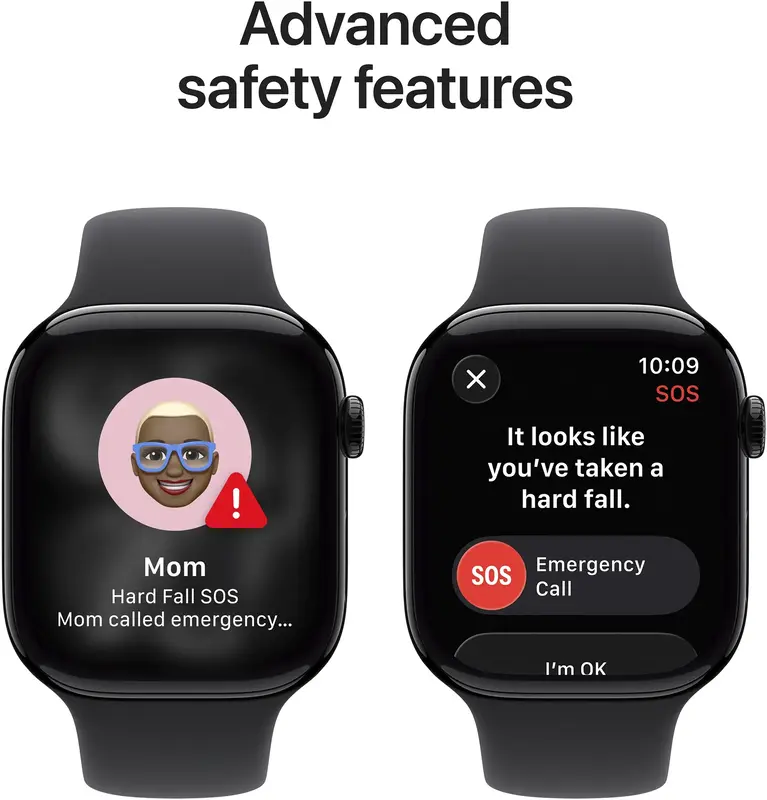Apple Watch Series 11 GPS + Cellular 46mm Jet Black Aluminium Case with Black Sport Band - M/L (MFC44RK/A) - фото - №5