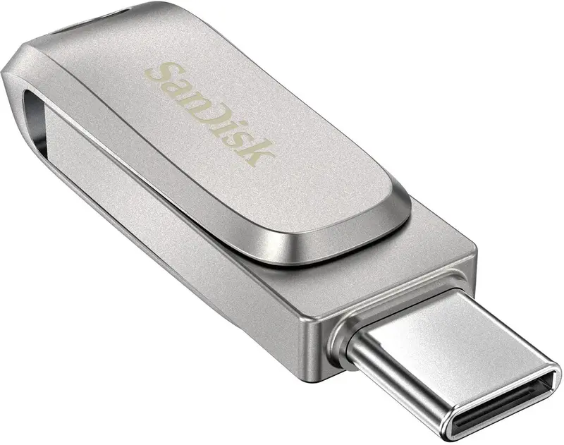 USB-Flash SanDisk 128GB USB 3.1 Type-A + Type-C Dual Drive Luxe Срібний - фото - №1