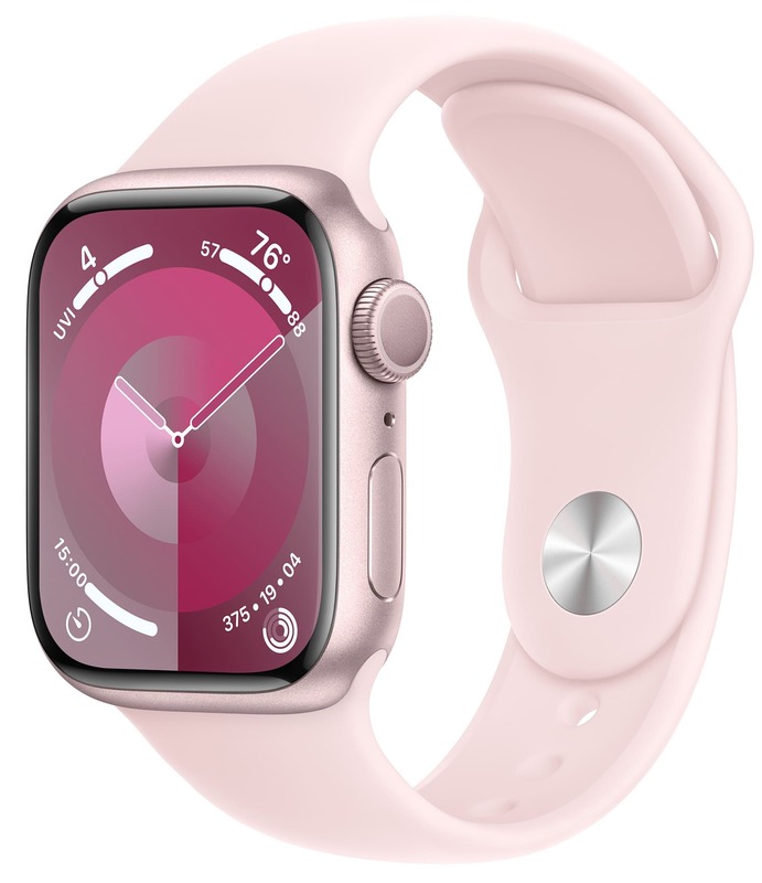 Apple Watch Series 9 45mm Pink Aluminum Case with Light Pink Sport Band - S/M фото