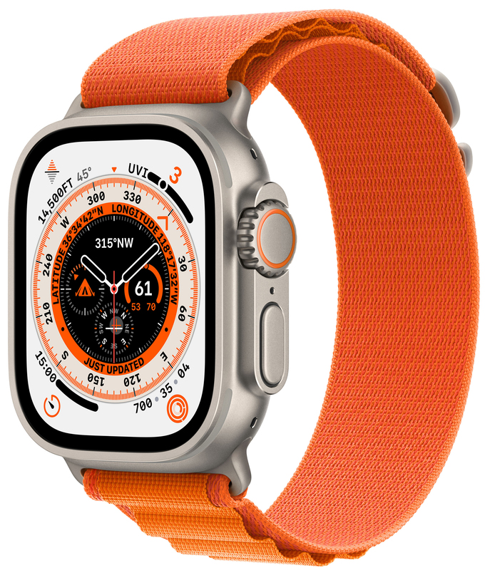 Apple Watch ULTRA 49mm Titanium Case with Orange Alpine Loop (Medium) MQFL3UL/A фото
