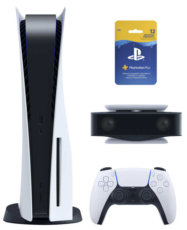 Бандл Игровая консоль PlayStation 5 + HD Camera + PlayStation Plus: Подписка на 12 месяцев фото