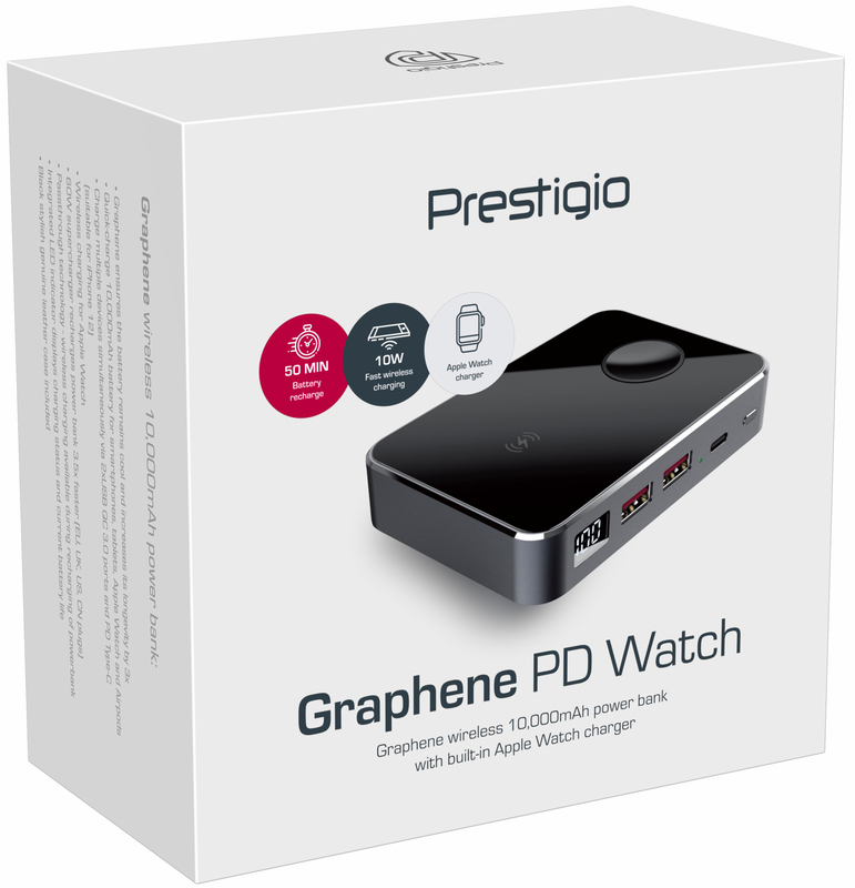Порт. ЗУ Prestigio (Graphene PD Watch Edition) 10000mAh wireless+ЗУ 60W серый фото