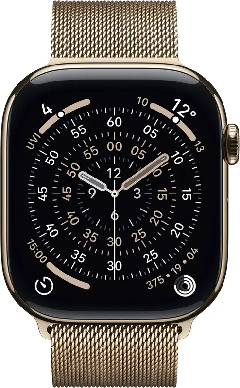 Apple Watch Series 11 GPS + Cellular 46mm Gold Titanium Case with Gold Milanese Loop - S/M (MFD74RK/A) - фото - №1