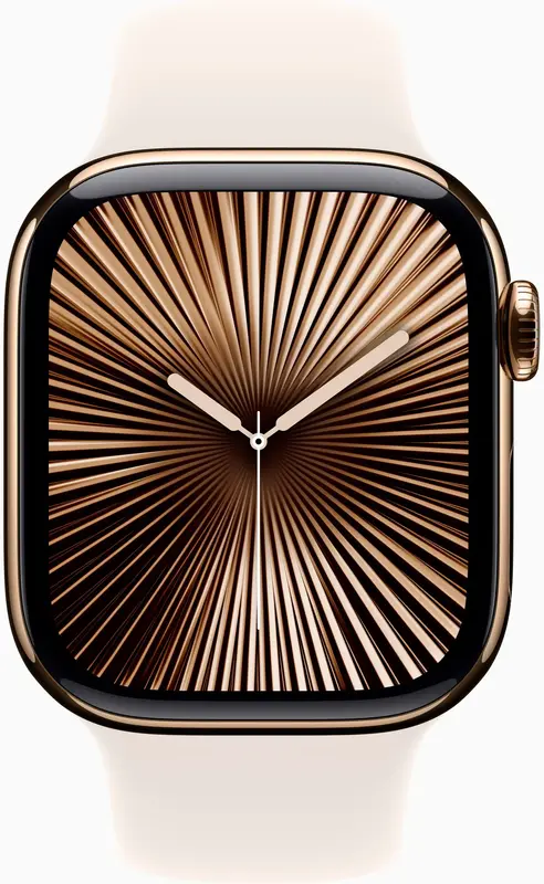 Apple Watch Series 10 GPS + Cellular 42mm Gold Titanium Case with Starlight Sport Band - M/L - фото - №1