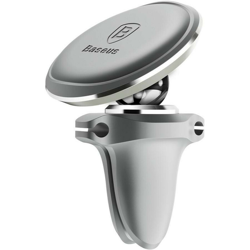 Автодержатель Baseus Magnetic Air Vent Car Mount with Cable Clip (Silver) фото