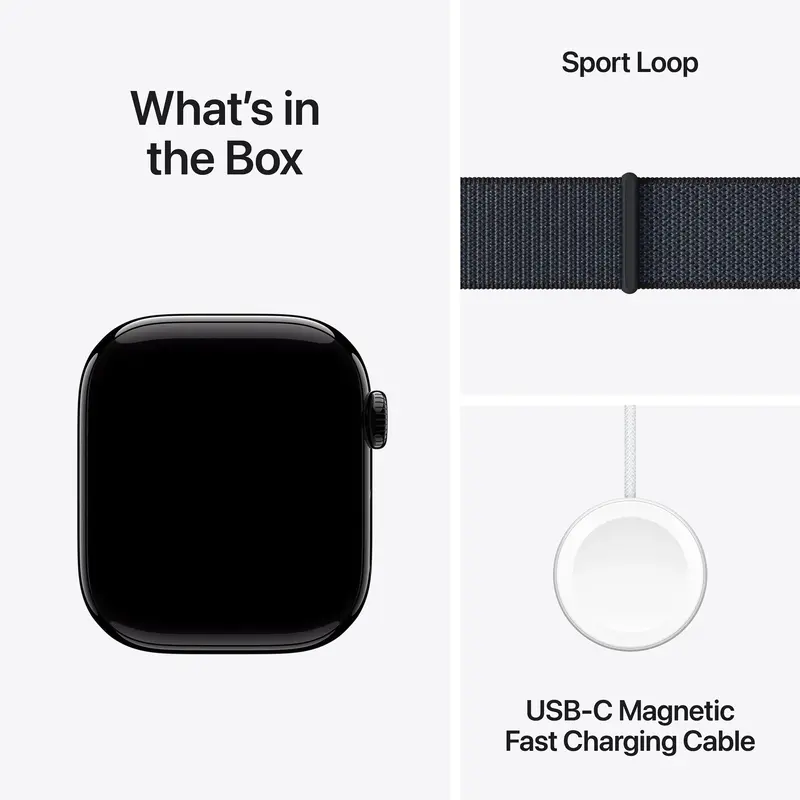 Apple Watch Series 10 GPS + Cellular 42mm Jet Black Aluminium Case with Ink Sport Loop - фото - №8