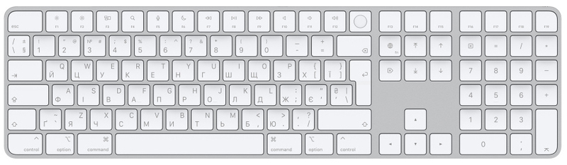 Клавіатура Apple Magic NEW Touch ID+Num. keypad UA (MK2C3UA/A) фото