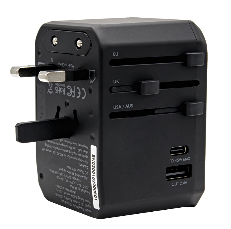 Універсальний мережевий ЗП Energea USB 4x Travelworld PD Adaptor 45W (Black) 6957879423253 фото