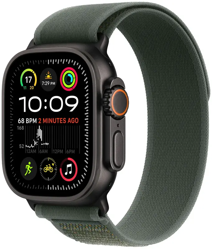 Ремешок для часов Apple Watch 49/46/45/44mm Green Trail Loop - S/M - Black Titanium Finish фото