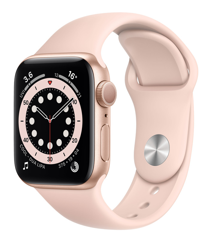 Apple Watch Series 6 40mm Gold Aluminum Case with Pink Sand Sport Band MG123 фото