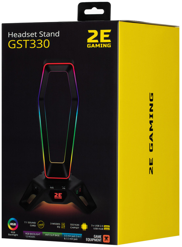 Підставка для навушників 3 в 1 2E GAMING GST330 RGB 7.1 USB (Black) 2E-GST330UB фото