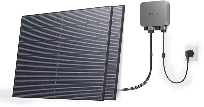 Комплект енергонезалежності EcoFlow PowerStream – мікроінвертор 800W + 2 x 400W стаціонарні сонячні панелі фото