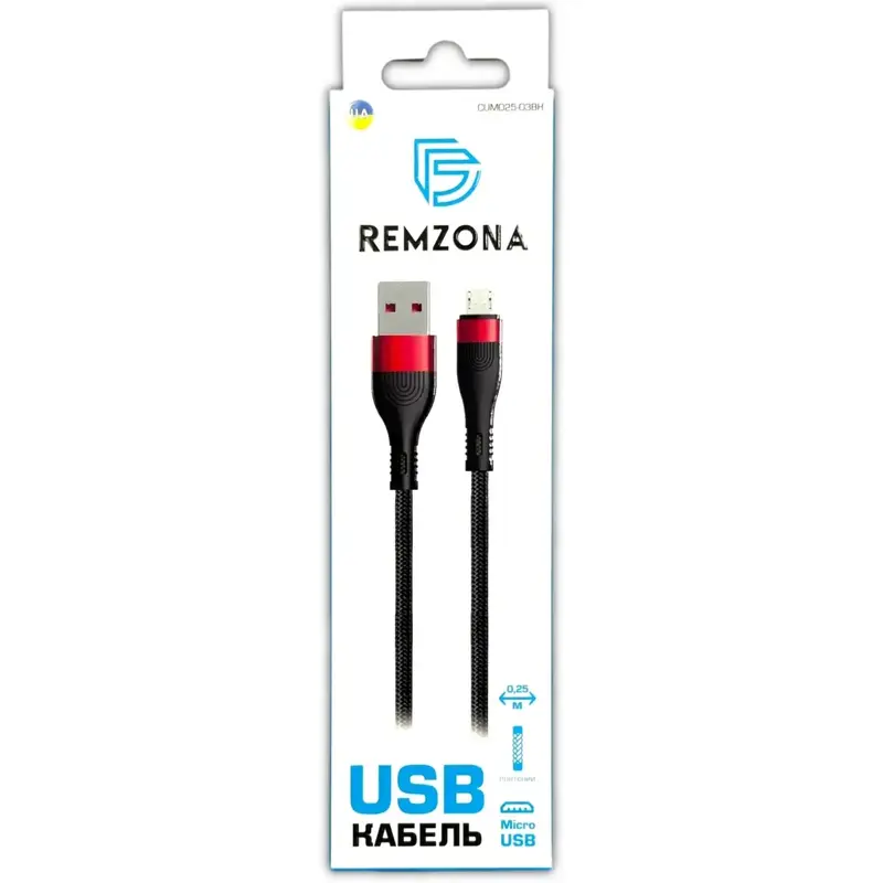 Kабель USB - microUSB Remzona 1 M (18W) чорний - фото - №1