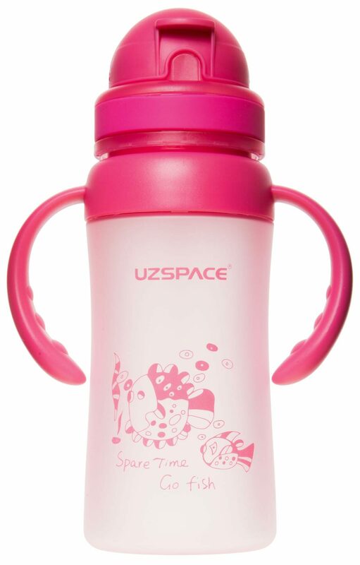 Бутылочка-поильник с трубочкой и ручками UZSPACE 270 мл (Pink) 3040 фото