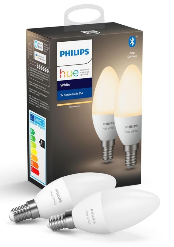 Комплект ламп Philips Hue E14, 5.5W(40Вт), 2700K, White, Bluetooth, димируемая, 2 шт 929002039904 фото